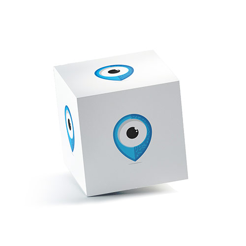 Location Logo logo on a 3D square box mockup