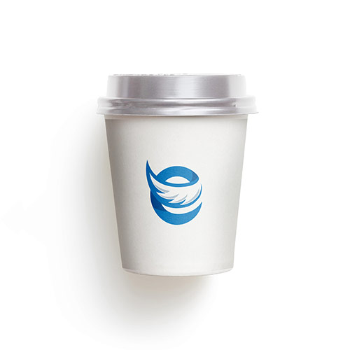 e Wing Logo logo on a take-away coffee cup mockup