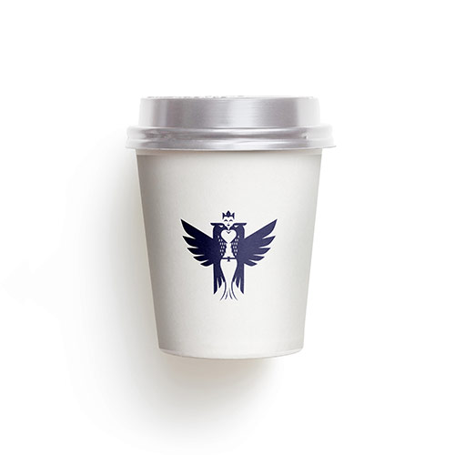 Eagle Heart Queen Logo logo on a take-away coffee cup mockup