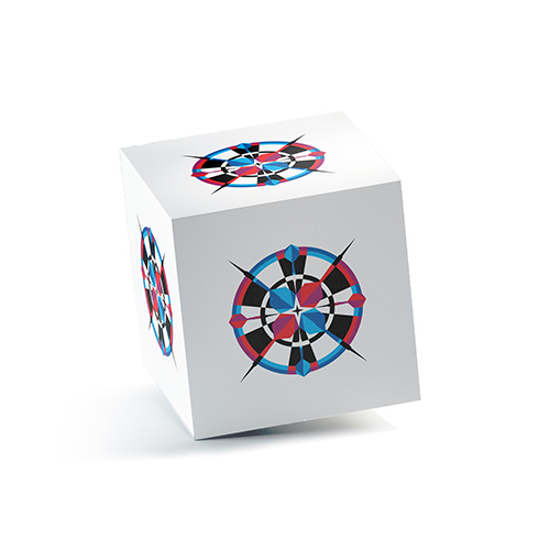 Star Darts Logo logo on a 3D square box mockup