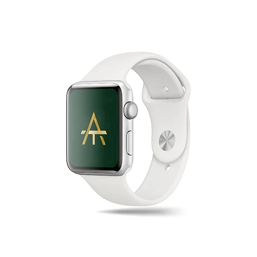 A And T Letters Logo logo on a smart watch mockup