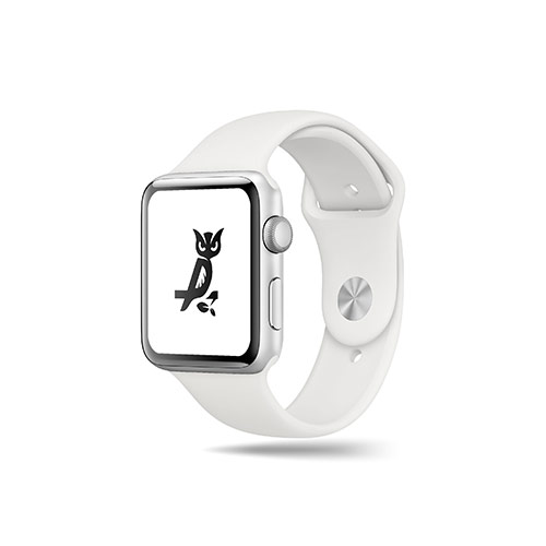 P Owl Logo logo on a smart watch mockup