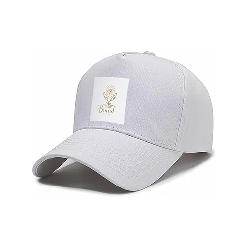 Organic Soybeans Line Art Flower Logo logo on a cap mockup