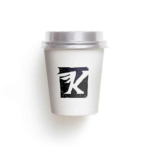Letter K Logo logo on a take-away coffee cup mockup