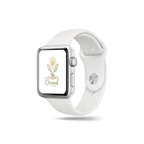 Organic Soybeans Line Art Flower Logo logo on a smart watch mockup