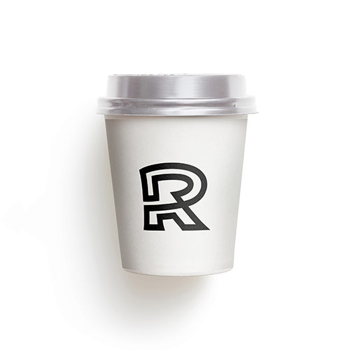 Letter Dr Logo logo on a take-away coffee cup mockup