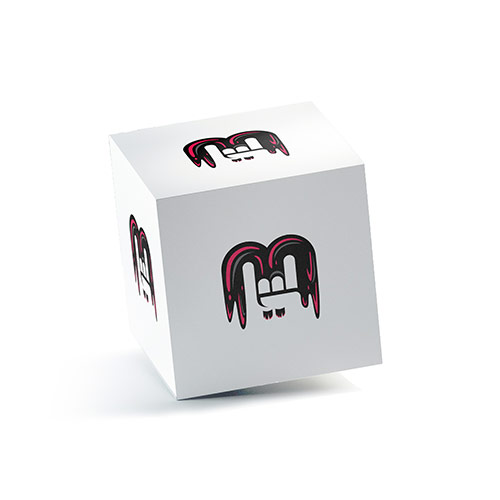 Rockin M Logo logo on a 3D square box mockup