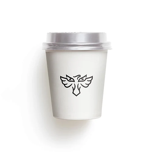 Eyes Eagle Logo logo on a take-away coffee cup mockup