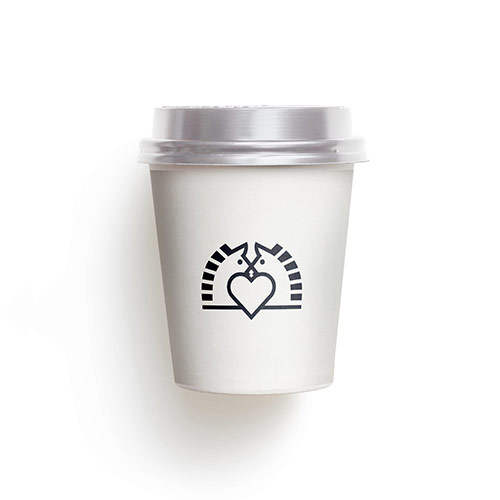 Loving Horses Logo logo on a take-away coffee cup mockup