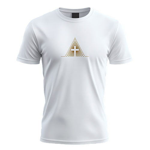 Letter A Cross Logo logo on a white t-shirt mockup