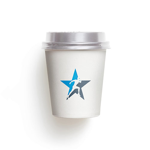 Star Run Logo logo on a take-away coffee cup mockup