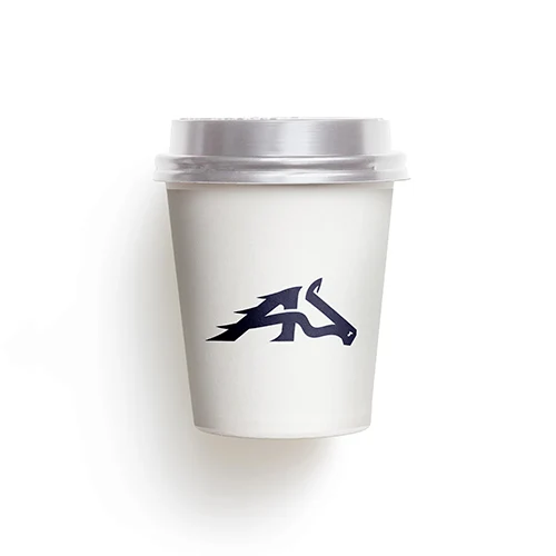 Letter A Horse Logo logo on a take-away coffee cup mockup