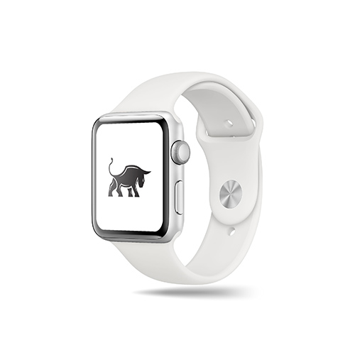 Iconic Monumental Black Bull Logo logo on a smart watch mockup