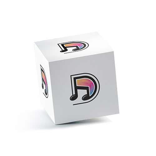 D Music Logo logo on a 3D square box mockup