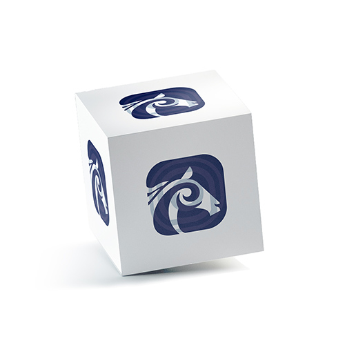 Spiral Horse Logo logo on a 3D square box mockup