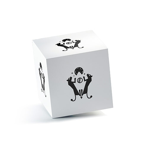 Panther Rocket Logo logo on a 3D square box mockup