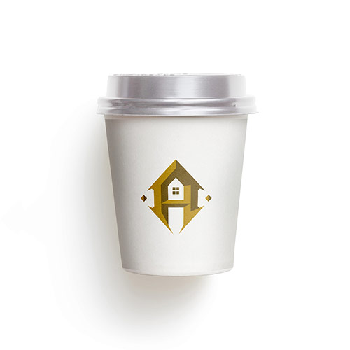 Letter A House Logo logo on a take-away coffee cup mockup