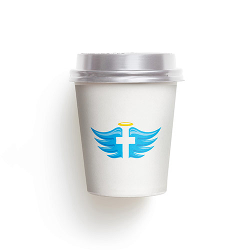Cross Wings Logo logo on a take-away coffee cup mockup