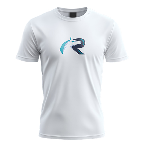 Letter R Horse Logo logo on a white t-shirt mockup