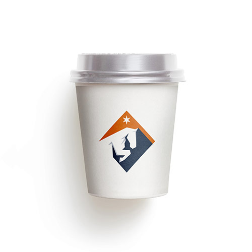 Horse Mountain Logo logo on a take-away coffee cup mockup