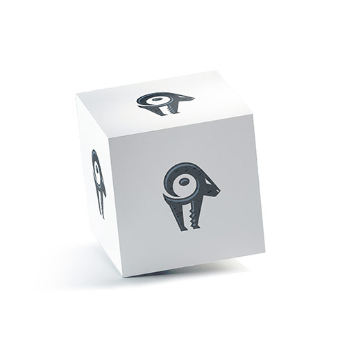 Ram Key Logo logo on a 3D square box mockup