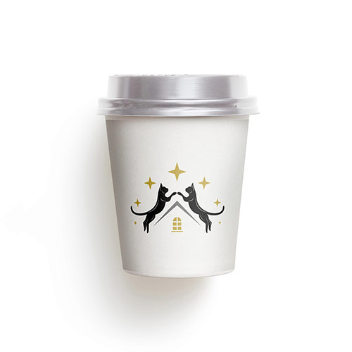 Cat House Logo logo on a take-away coffee cup mockup