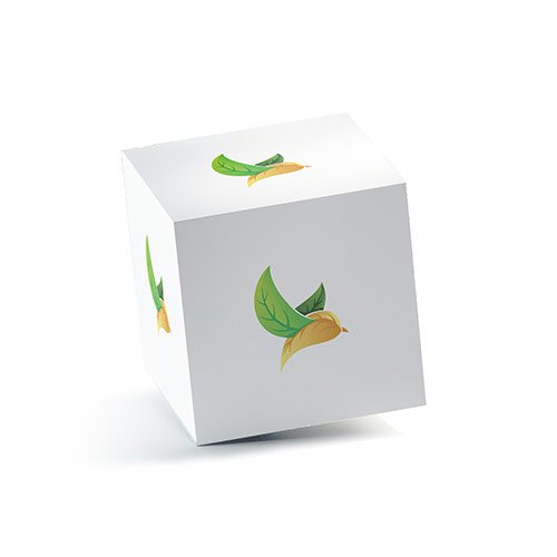 Leaf Bird Logo logo on a 3D square box mockup