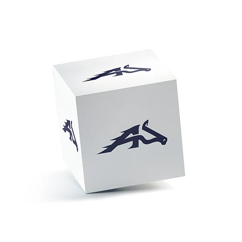 Letter A Horse Logo logo on a 3D square box mockup