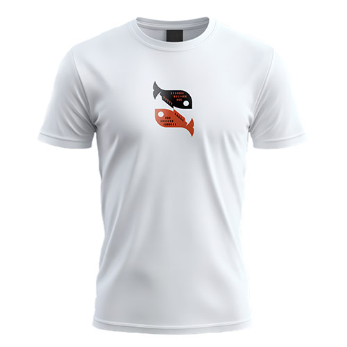 Letter S Fishes Logo logo on a white t-shirt mockup