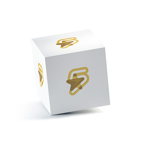 Five Star Logo logo on a 3D square box mockup