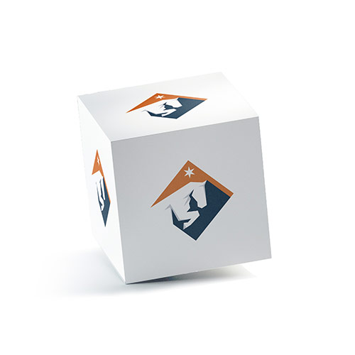Horse Mountain Logo logo on a 3D square box mockup