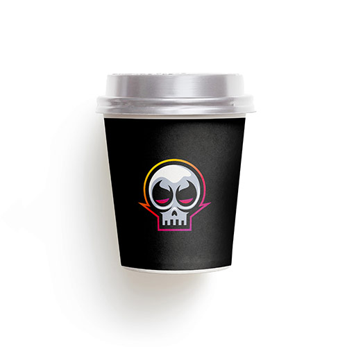 Skull Logo logo on a take-away coffee cup mockup