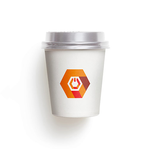 Power Logo logo on a take-away coffee cup mockup