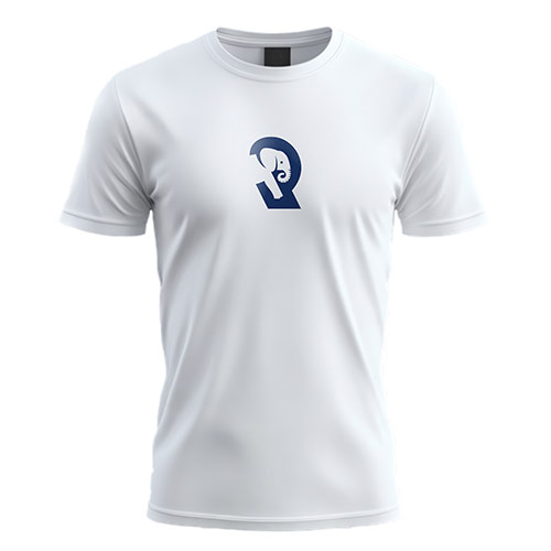 R Elephant Logo logo on a white t-shirt mockup