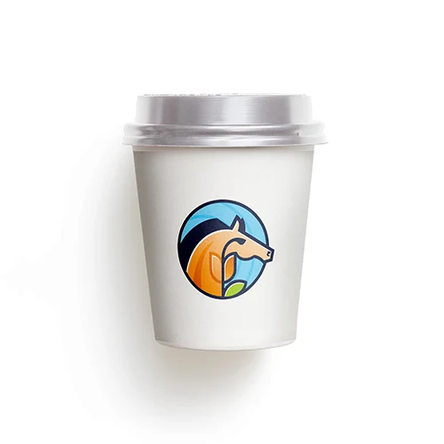 Flower Horse Logo logo on a take-away coffee cup mockup