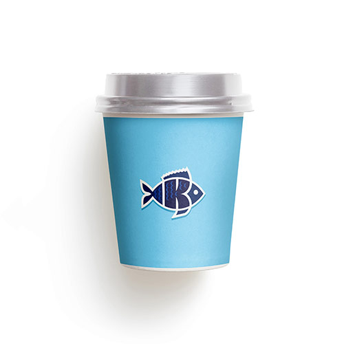 Letter K Fish Logo logo on a take-away coffee cup mockup