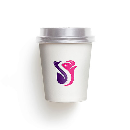 Letter S Rose Logo logo on a take-away coffee cup mockup