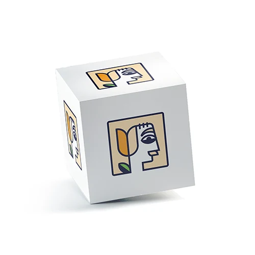 Flower Man Logo logo on a 3D square box mockup