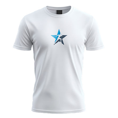 Star Run Logo logo on a white t-shirt mockup