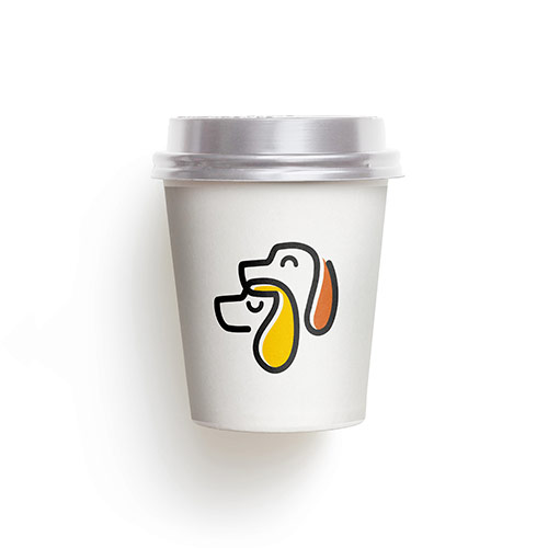 Two Dogs Logo logo on a take-away coffee cup mockup