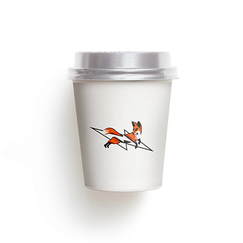 Lightning Fox Logo logo on a take-away coffee cup mockup