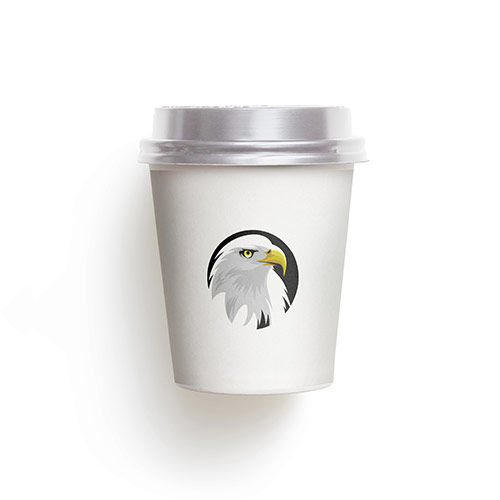 Eagle Logo logo on a take-away coffee cup mockup