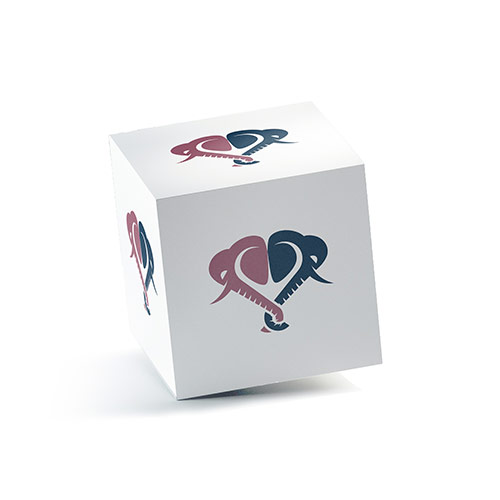 Elephant Heart Logo logo on a 3D square box mockup