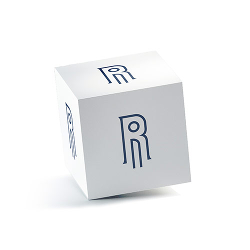 Ri Logo logo on a 3D square box mockup