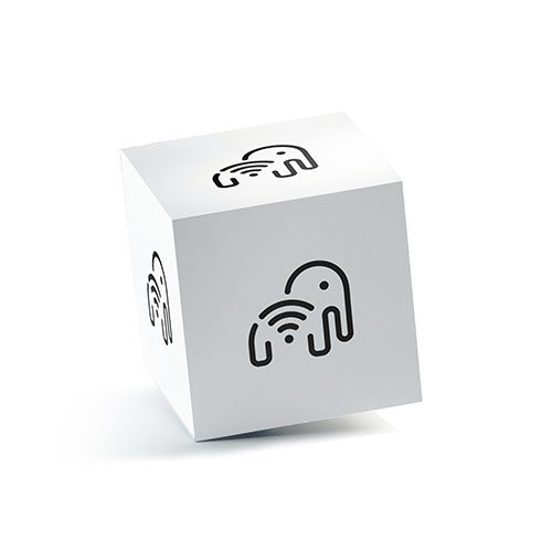 Signal Elephant Logo logo on a 3D square box mockup