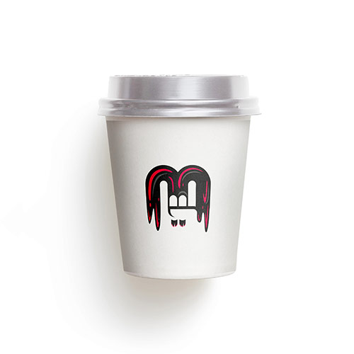 Rockin M Logo logo on a take-away coffee cup mockup