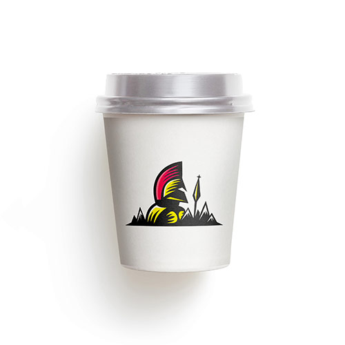 Warrior Logo logo on a take-away coffee cup mockup