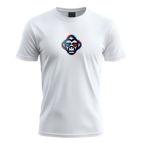 3D Square Monkey Logo logo on a white t-shirt mockup