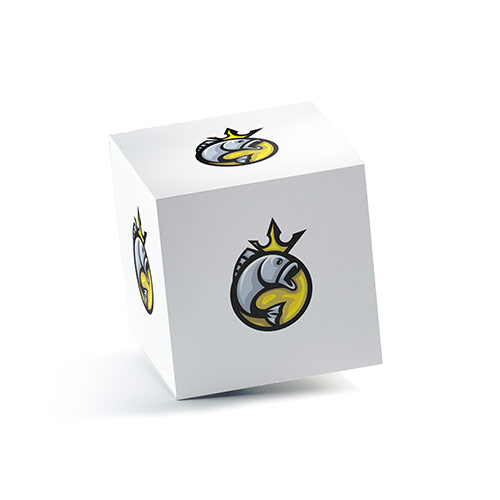 Fish King Logo logo on a 3D square box mockup