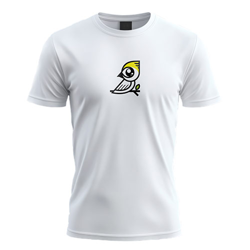 Cute Cockatoo Bird Logo logo on a white t-shirt mockup